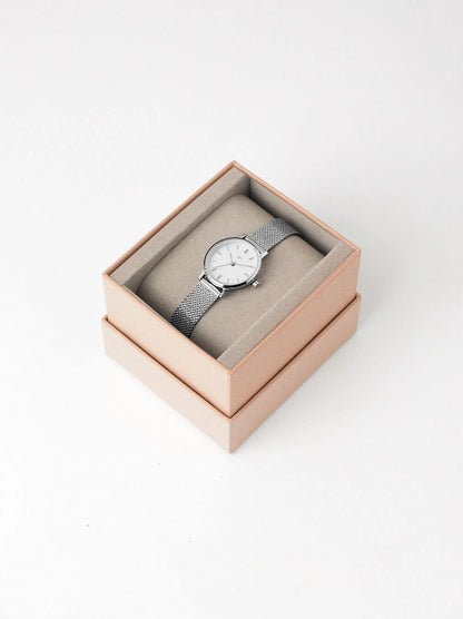 Parfois Watch With Stainless Steel Metallic Mesh Strap