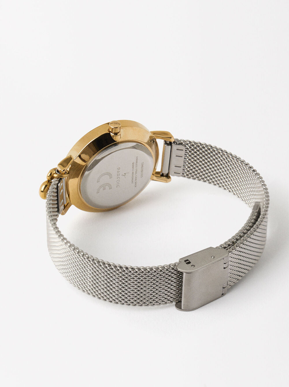 Parfois Watch With Stainless Steel Metallic Mesh Strap