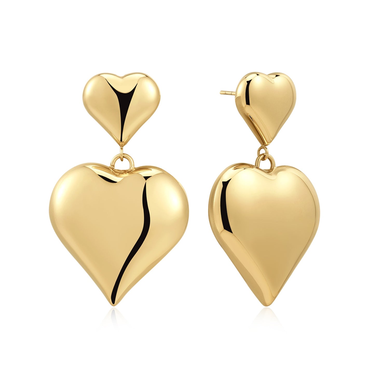 Dual Heart Drop Earrings