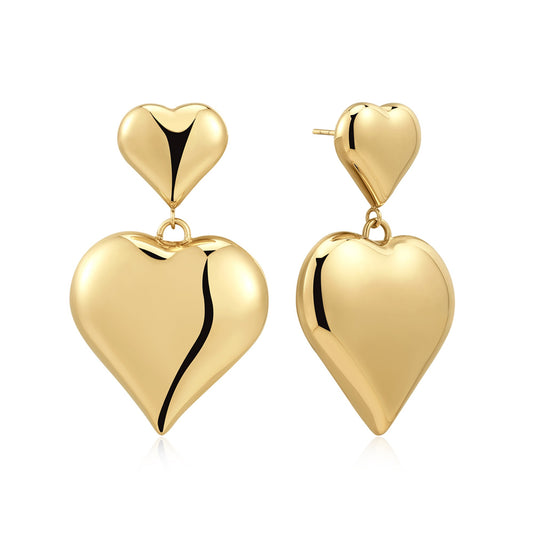 Dual Heart Drop Earrings