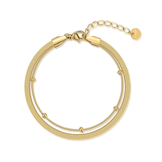 Gold Plated Stainless Steel Double Chain Design Bracelet